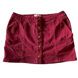 Altar’d State Maroon Corduroy Mini Skirt - Size L